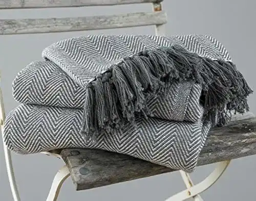 Tagesdecke EHC, King Size, Fischgrätendesign, 100 % Baumwolle