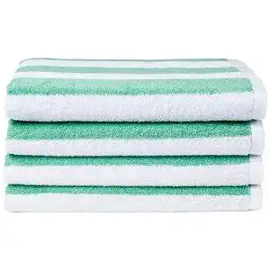 Strandtuch Amazon Basics – , Blockstreifen, Blaugrün, 2er-Pack