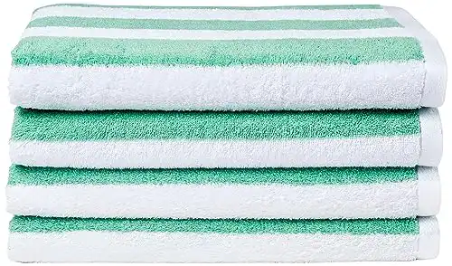 Strandtuch Amazon Basics – , Blockstreifen, Blaugrün, 2er-Pack
