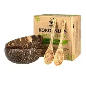 Kokosnussschale pandoo Kokosnuss Schalen 2er Set mit Löffeln