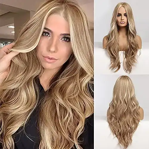 Blonde Perücke EMMOR Lange blond Perücke für Frauen gewellt