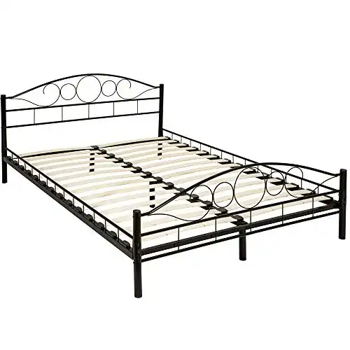 Bett 140×200 TecTake Metallbett Bettgestell Art inkl. Lattenrost