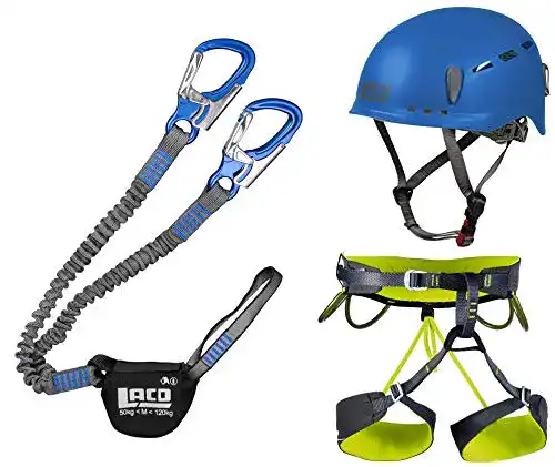 Klettersteigset LACD Pro Blue + Klettergurt Camp Größe M + Helm
