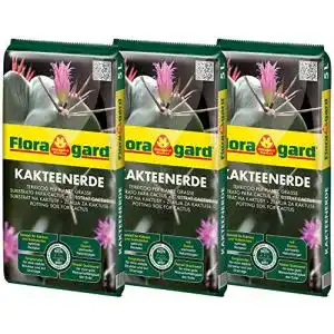 Kakteenerde Floragard Florgard 3x5L für alle Kakteen Quarzsand
