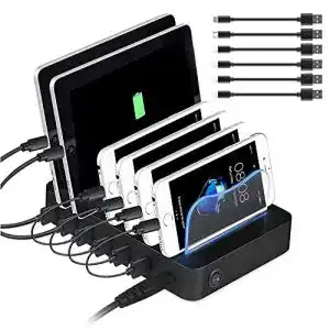 Ladestation-Handy-Tablet PRITEK mit kurzen USB Kabeln