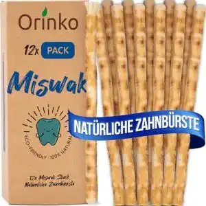 Miswak orinko 12x Siwak Stück Zahnputzhölzer mit Gratis E-Book