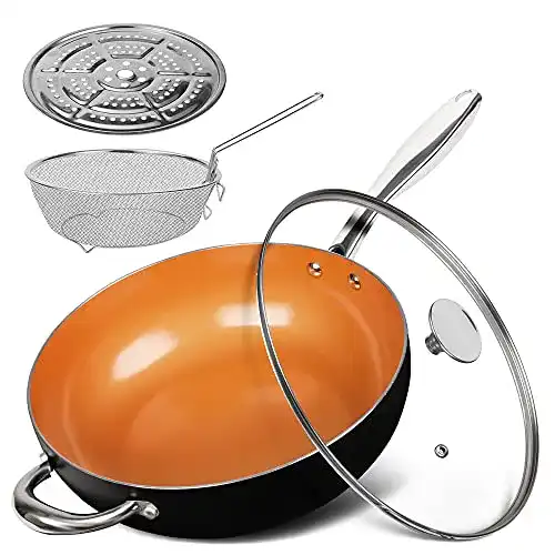 Wok mit Deckel MICHELANGELO Wokpfanne 28CM mit Deckel