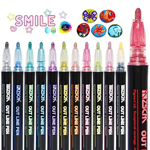 Glitzerstifte AOXOI für Kinder, 12 Farben Magic Stifte Glitzer