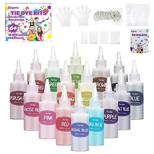 Batikfarben Anpro Tie Dye Kit, 148 Set, 16 Textilfarbstoffe