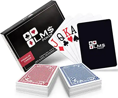 Pokerkarten LMS Plastik mit Cut Card – [2 x] hochwertige 54 Blatt