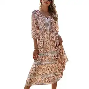 Boho-Kleid ACLOIN Maxikleider Damen Blumen Kleider