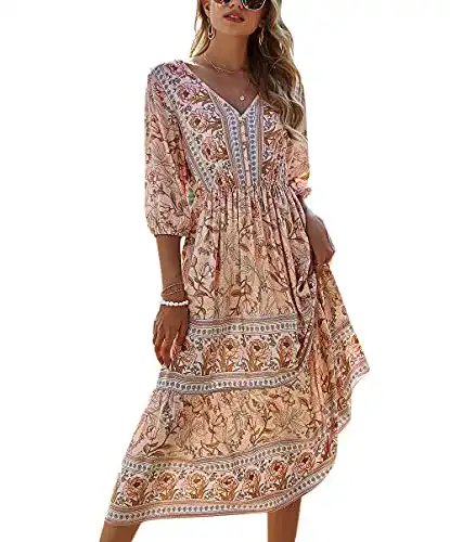 Boho-Kleid ACLOIN Maxikleider Damen Blumen Kleider