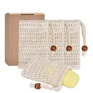 Seifensäckchen Lynlon Pretop 4x Bio, Sisal, Seifenbeutel Natur