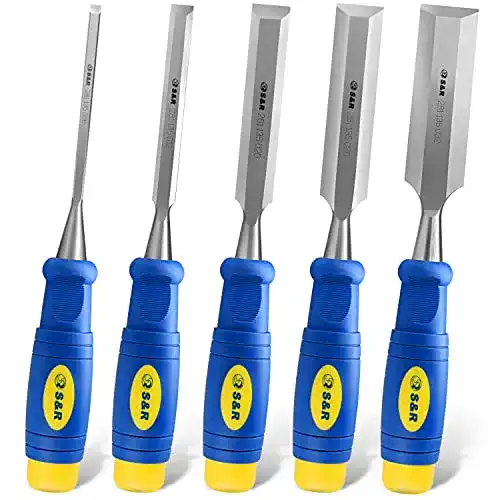Stechbeitel S&R Set 5 Stück: 6, 12, 20, 25, 32 mm, Ergo-Griff