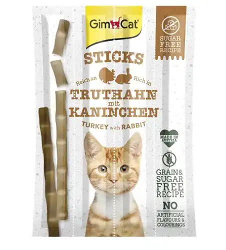 Katzensticks GimCat Sticks Truthahn & Kaninchen – Softe Kaustangen
