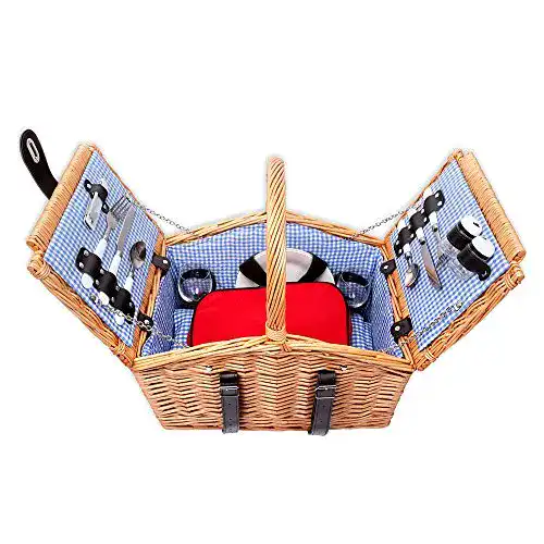 Picknickkorb Schramm ® aus Weidenholz mit Henkel