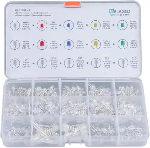Leuchtdioden ELEGOO Bunte LEDs 3mm 5mm Farbe Sortiert, Kit
