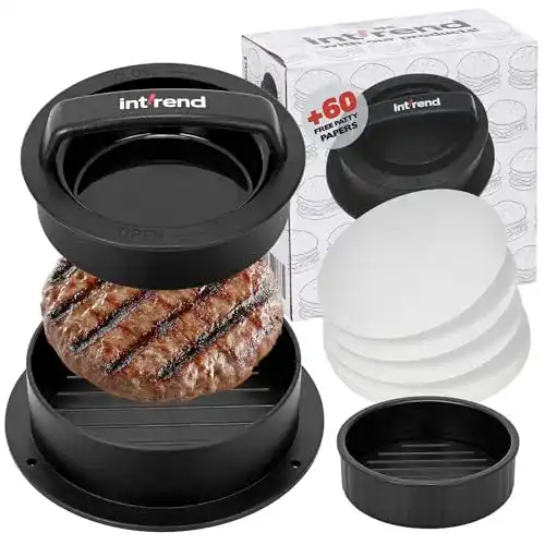 Burgerpresse int!rend 3 in 1, Burgermaxi Set, 60 Patty Papers