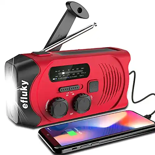 Kurbellampe efluky Solar Radio AM/FM Kurbelradio Tragbar USB