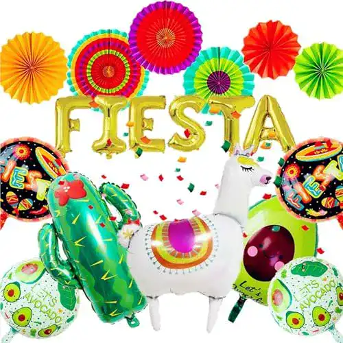 Party-Deko JeVenis Set von 14 Lama Luftballons Mexikanisch