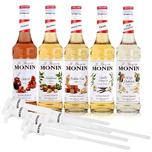 Kaffeesirup MONIN SET Café 5+5, 5x Kaffee Sirup + 5x Pumpen