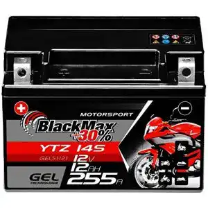 Motorradbatterie 12 V 12 Ah BlackMax YTZ14S, GEL