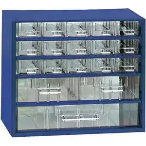 Kleinteilemagazin HaW METALL Blau 15+2+1 glasklare Schubladen