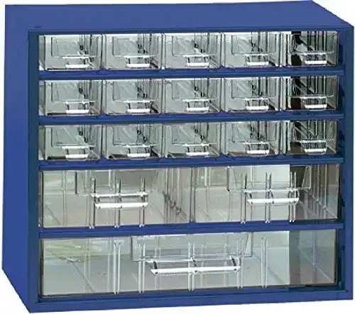 Kleinteilemagazin HaW METALL Blau 15+2+1 glasklare Schubladen