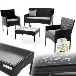 Gartenmöbel-Set Juskys Polyrattan Sitzgruppe Fort Myers 4 Pers.