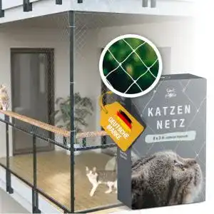 Katzennetz Samtpfote ® für Balkon und Fenster, 8x3m, bissfest