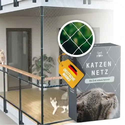 Katzennetz Samtpfote ® für Balkon und Fenster, 8x3m, bissfest