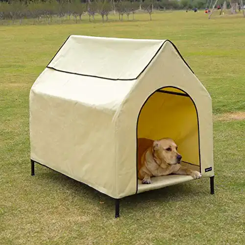 Hundehütte XXL Amazon Basics Erhöhte, tragbar, Größe L, Khaki