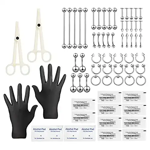 Piercing-Set chinping 60 Stück Piercing Kit Set 14G 16G