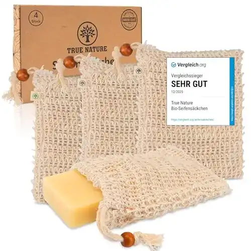 Seifensäckchen TRUE NATURE ® 4er Set mit farbigen Labels