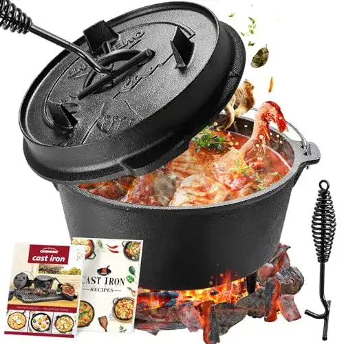 Dutch Oven OVERMONT Feuertopf Gusseisen Kochtopf, Größe M