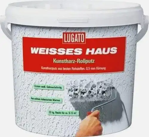 Rollputz Lugato Weisses Haus Kunstharz – Körnung 0,5 mm 20 kg