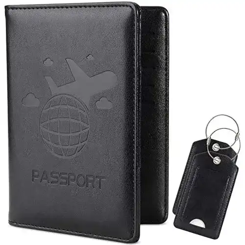 Reisepasshülle COCASES , RFID Schutz Passport Hülle Set Schwarz