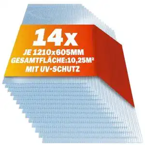 Stegplatten Deuba 14x Polycarbonat Hohlkammer 4mm 10,25 m²