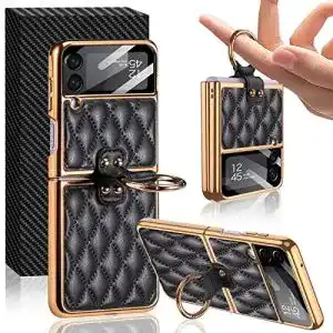 Samsung-Galaxy-Z-Flip-3-Hülle Nspiel Lederhülle mit Ring