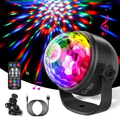 Discokugel Kinder Gritin Discokugel LED, 15 Farben RGBP, 360°