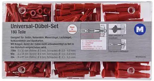 Dübel Metafranc Universal-Sortiment 180-teilig Ø 5 / 6 / 8 mm