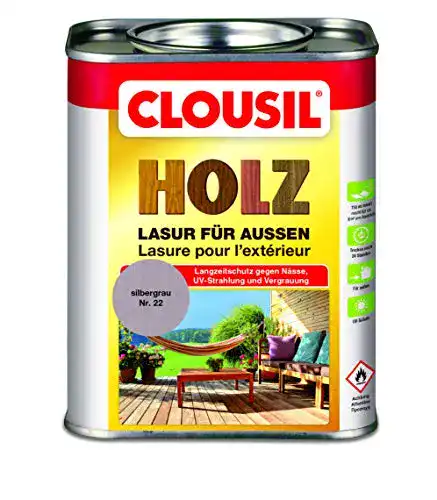 Holzlasur grau CLOU, für außen silbergrau Nr. 22, 0.75L