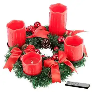Adventskranz Britesta Weihnachtsschmuck: mit roten LED-Kerzen