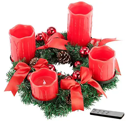 Adventskranz Britesta Weihnachtsschmuck: mit roten LED-Kerzen