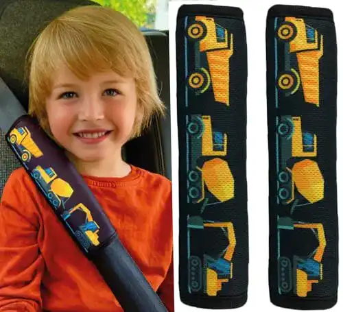 Gurtpolster HECKBO 2x Kinder Gurtschutz mit Baufahrzeuge Motiv