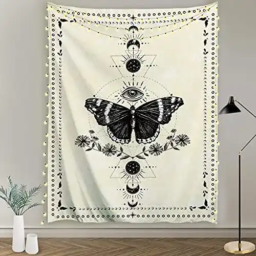 Wandteppich ORTIGIA Schmetterling Schwarz u. Weiß 100x150cm
