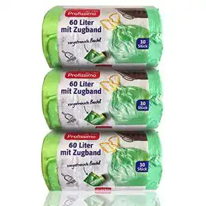 Müllbeutel Profissimo Gut & Günstig Zugband, 60 Liter, 90 Stück