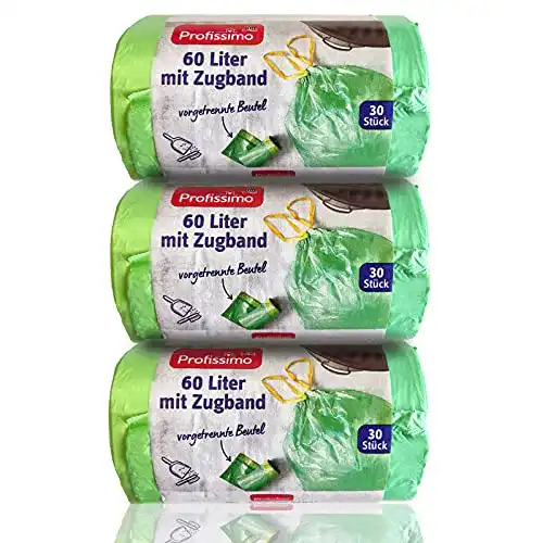 Müllbeutel Profissimo Gut & Günstig Zugband, 60 Liter, 90 Stück