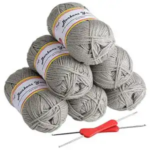 Acrylwolle Fuyit Häkelgarn 300g (6x50g) Grau DK Doppel