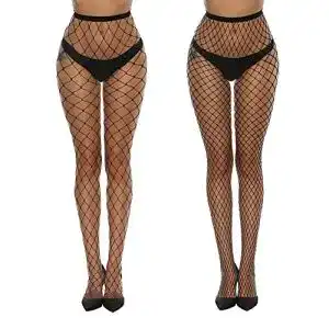 Netzstrumpfhose MANZI Damen Schwarz, High Waist